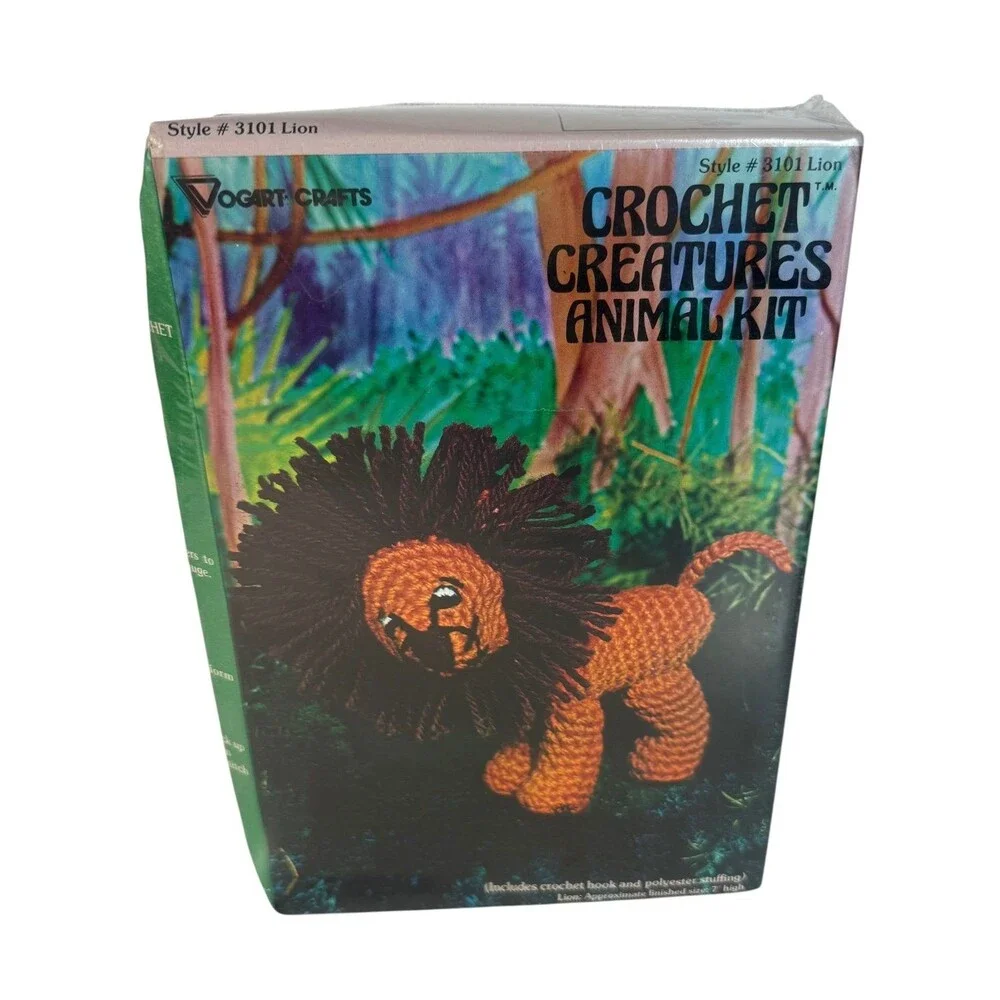 Vintage VOGART Crafts Crochet Creatures Animal Kit 3101 Lion-Sealed - NEW